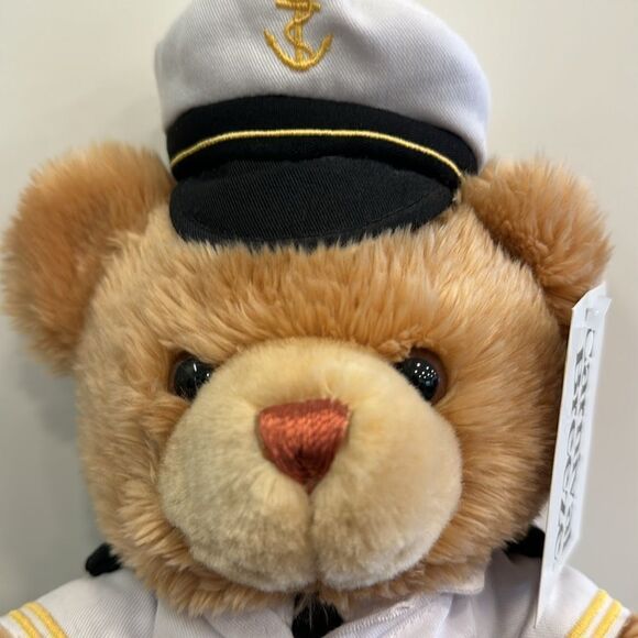 Carnival Breeze Cruise Victory Captain Brown Teddy Bear Plush 10” White Uniform - Picture 2 of 9